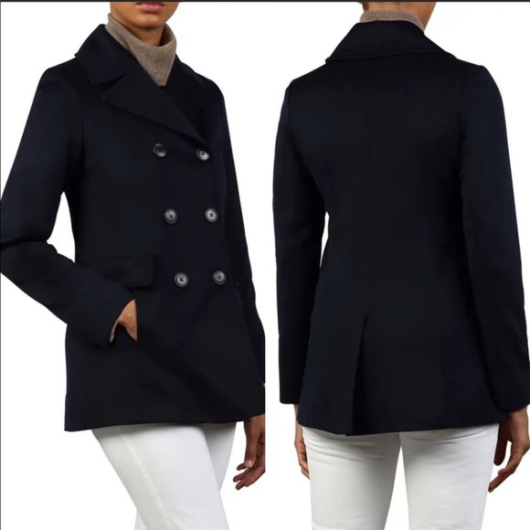 NWT FLEURETTE LORO PIANA Eden navy wool double breasted peacoat - Picture 9 of 13